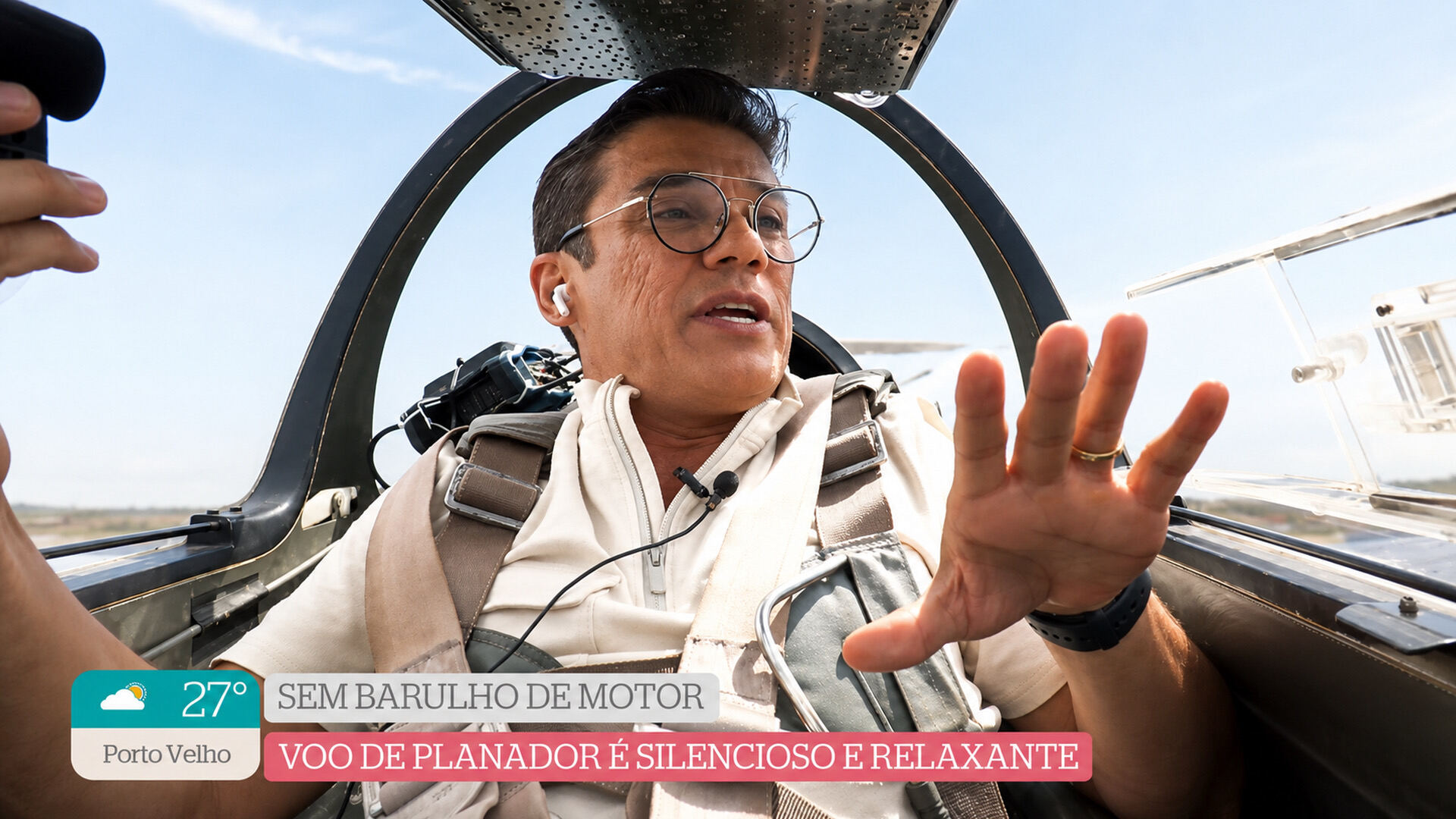 Marcos Paiva no cockpit do planador